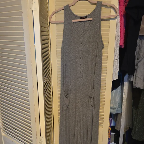 Quince Gray Sleeveless DressBamboo Rib Maternity Button Front Jumpsuit Small - Picture 2 of 6